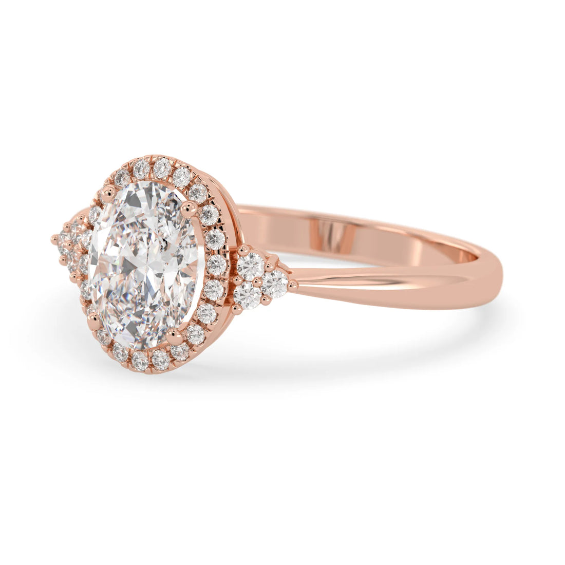 OctaPearl 2 ct Oval Cut Halo Lab Grown Diamond Engagement Ring
