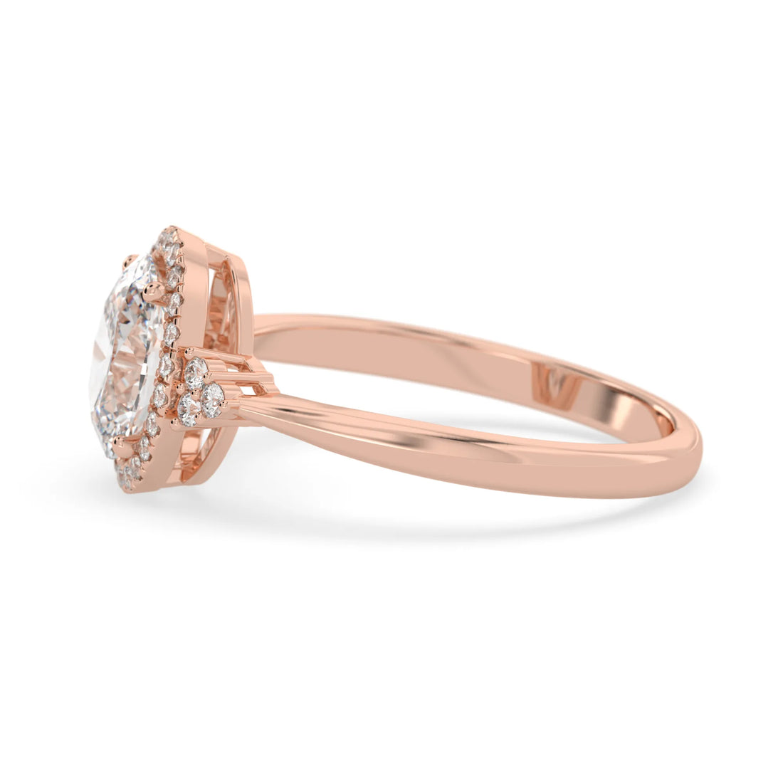 OctaPearl 2 ct Oval Cut Halo Lab Grown Diamond Engagement Ring