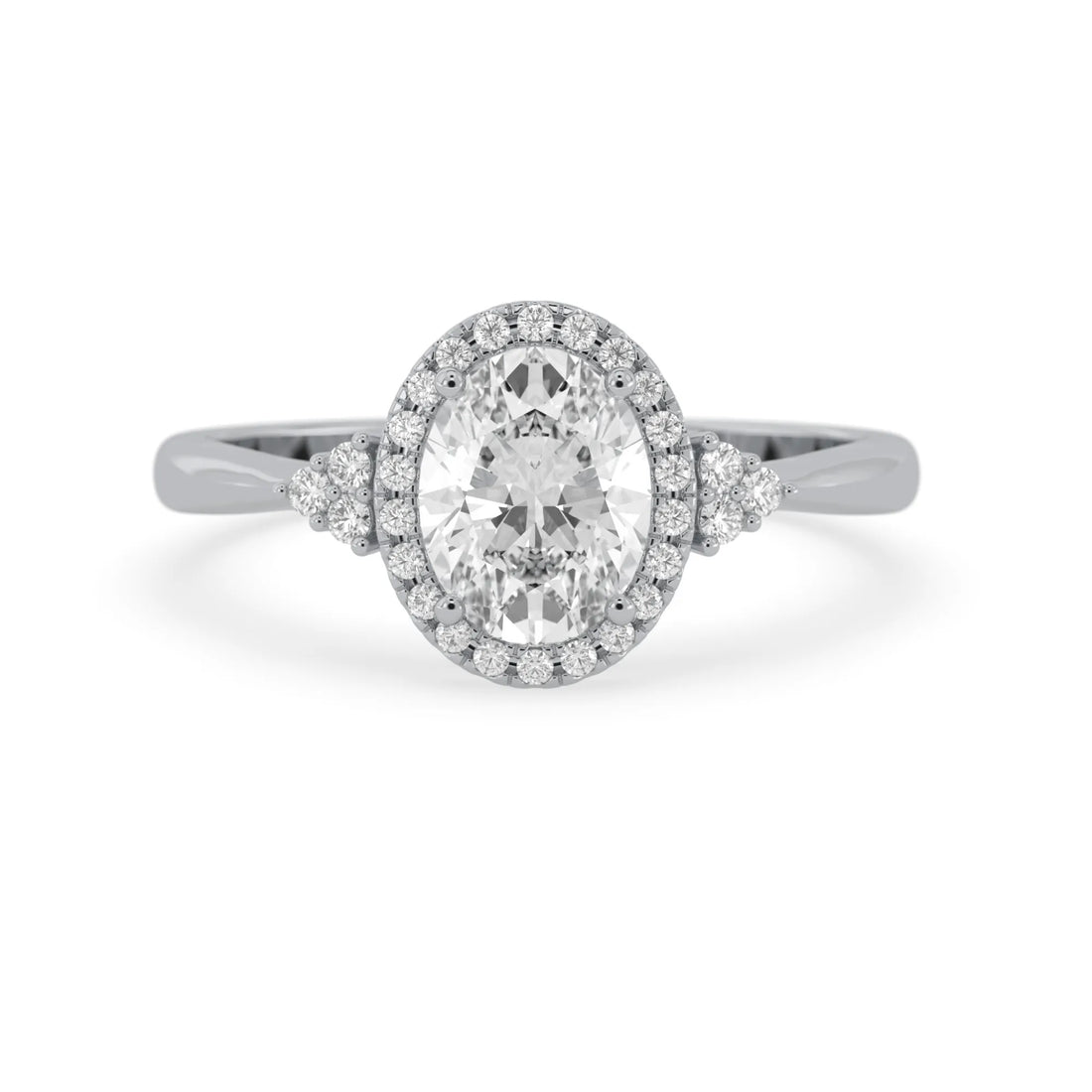 OctaPearl 2 ct Oval Cut Halo Lab Grown Diamond Engagement Ring