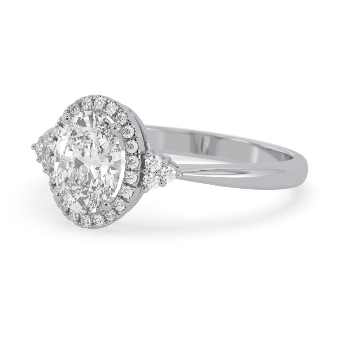 OctaPearl 2 ct Oval Cut Halo Lab Grown Diamond Engagement Ring