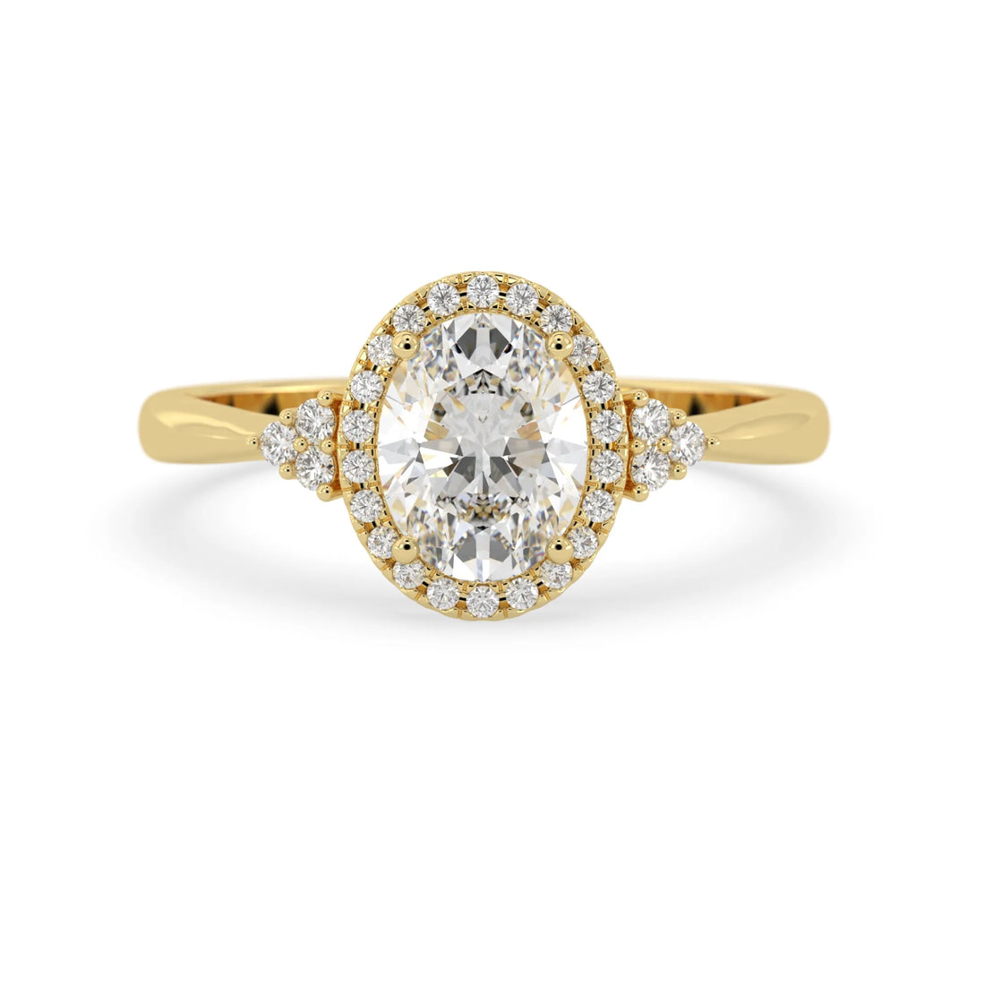 OctaPearl 2 ct Oval Cut Halo Lab Grown Diamond Engagement Ring