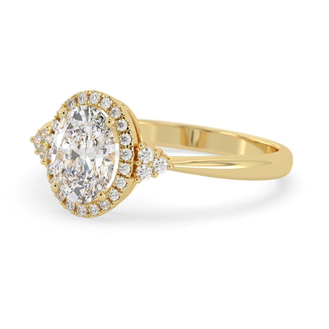 OctaPearl 2 ct Oval Cut Halo Lab Grown Diamond Engagement Ring