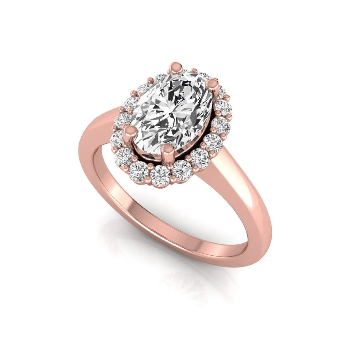 OctaPearl 1.5 ct Oval Halo Lab Grown Diamond Engagement Ring