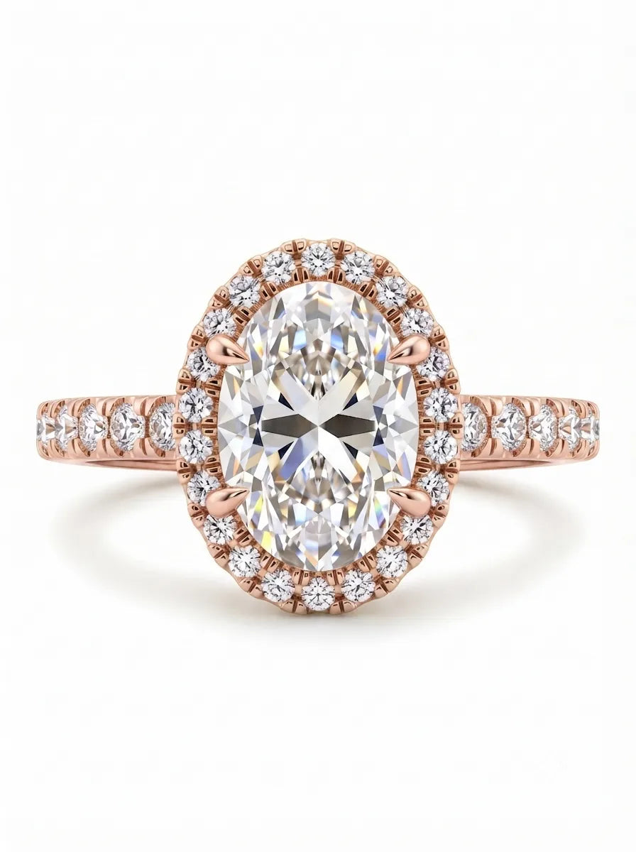 OctaPearl 2.5 ct Oval Halo Lab Grown Diamond Engagement Ring