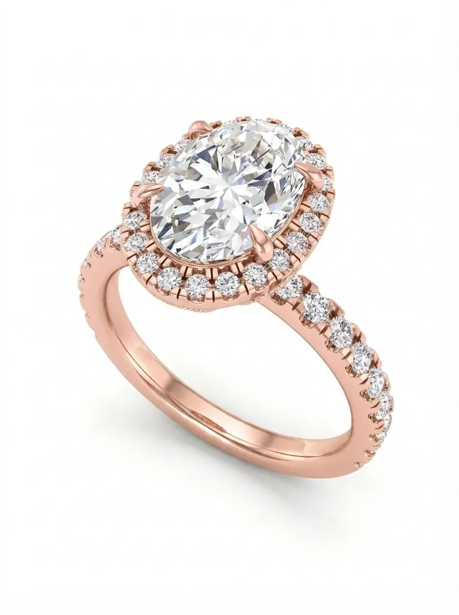 OctaPearl 2.5 ct Oval Halo Lab Grown Diamond Engagement Ring