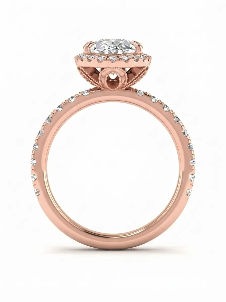 OctaPearl 2.5 ct Oval Halo Lab Grown Diamond Engagement Ring