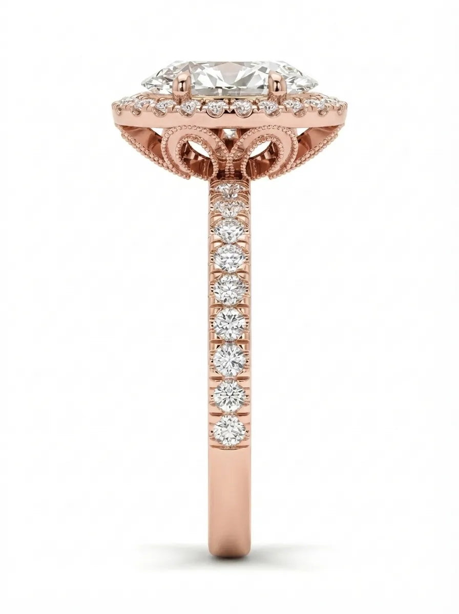 OctaPearl 2.5 ct Oval Halo Lab Grown Diamond Engagement Ring