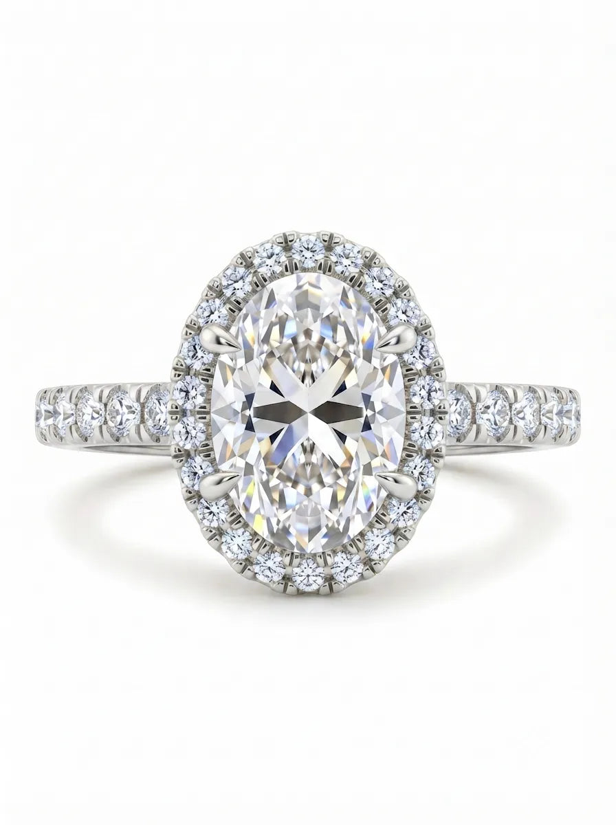 OctaPearl 2.5 ct Oval Halo Lab Grown Diamond Engagement Ring