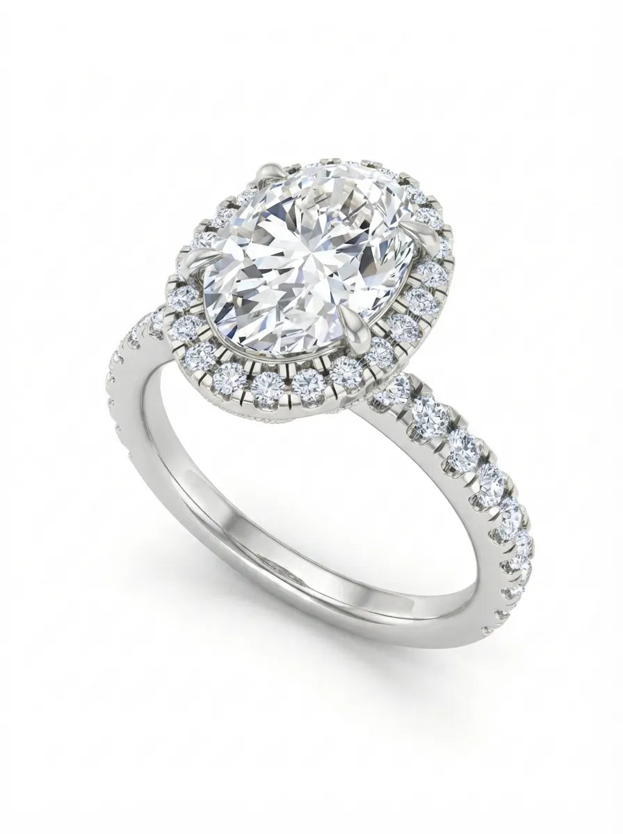 OctaPearl 2.5 ct Oval Halo Lab Grown Diamond Engagement Ring