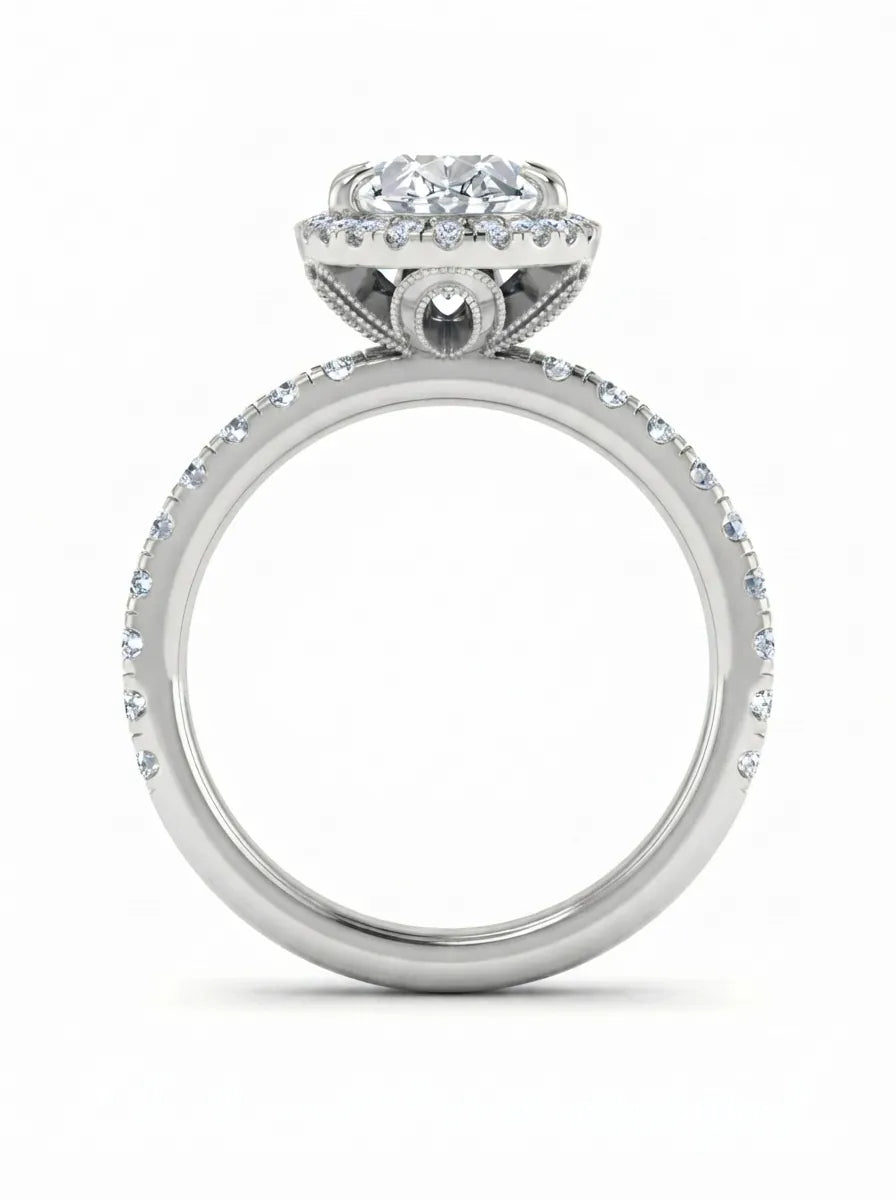 OctaPearl 2.5 ct Oval Halo Lab Grown Diamond Engagement Ring