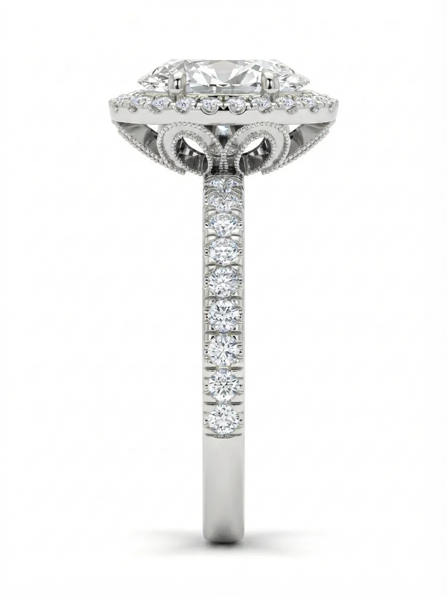 OctaPearl 2.5 ct Oval Halo Lab Grown Diamond Engagement Ring