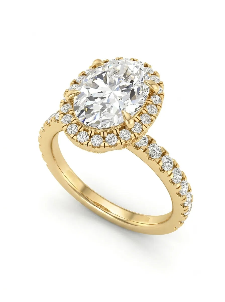 OctaPearl 2.5 ct Oval Halo Lab Grown Diamond Engagement Ring