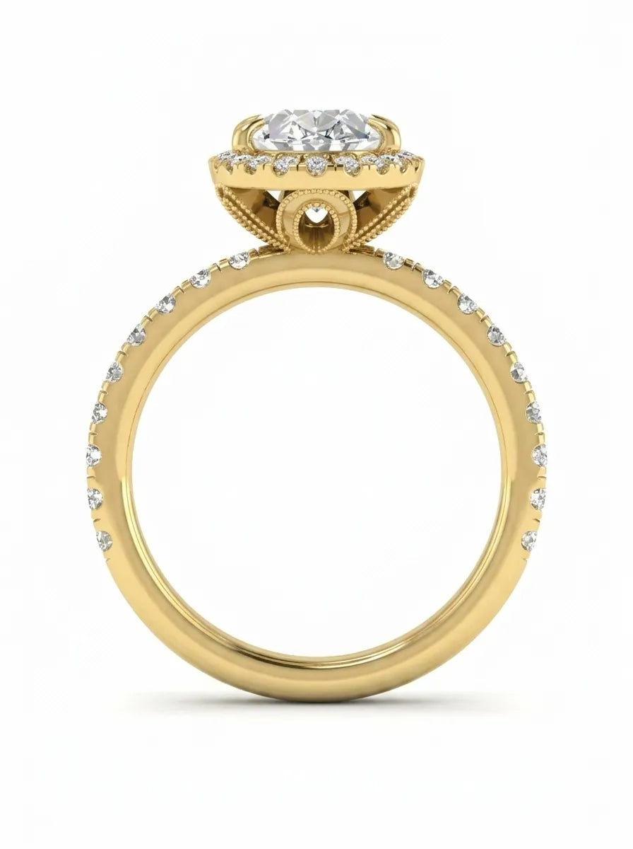 OctaPearl 2.5 ct Oval Halo Lab Grown Diamond Engagement Ring