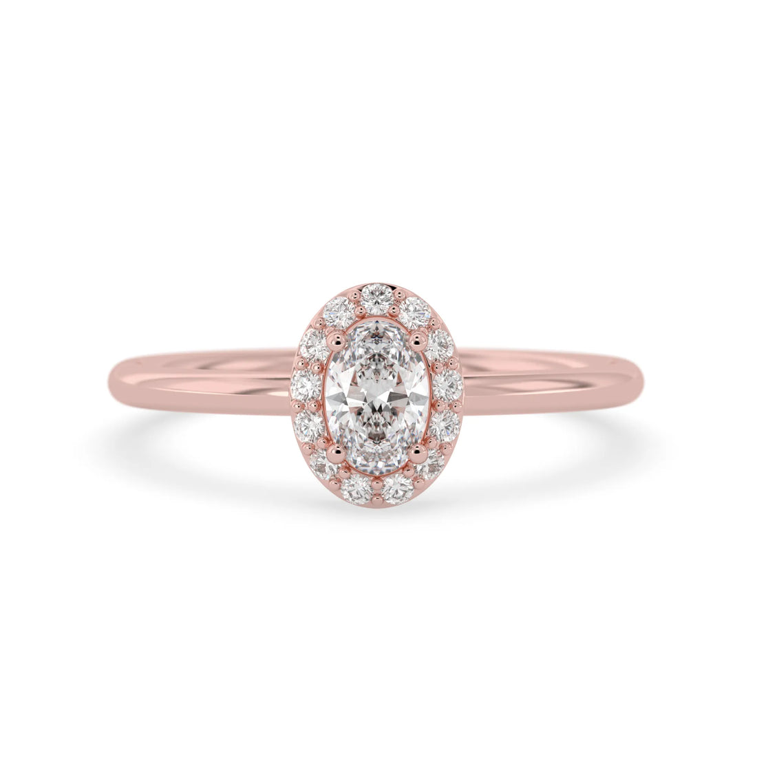 OctaPearl Oval Cut Lab Grown Diamond Halo Engagement Ring