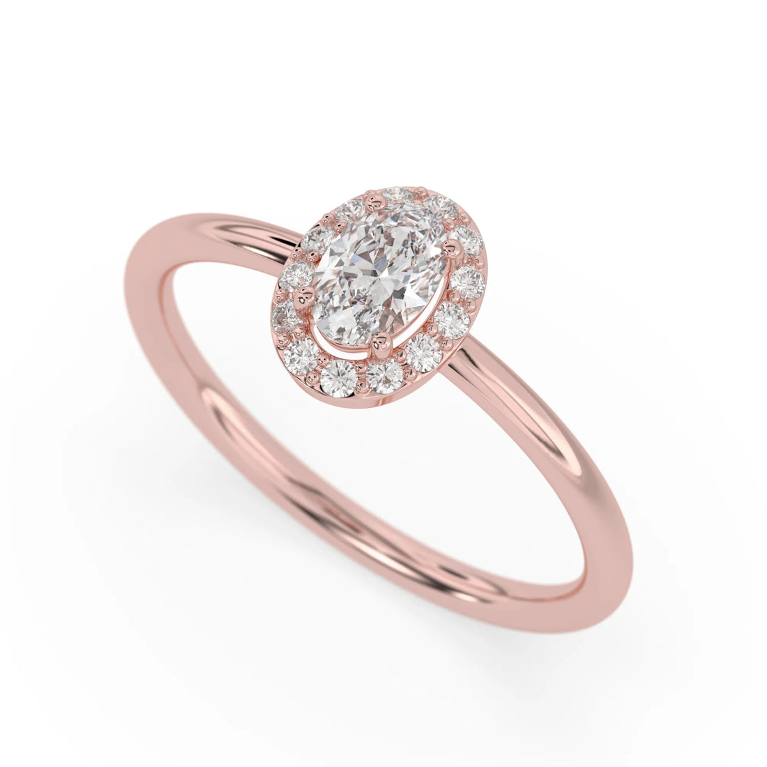 OctaPearl Oval Cut Lab Grown Diamond Halo Engagement Ring
