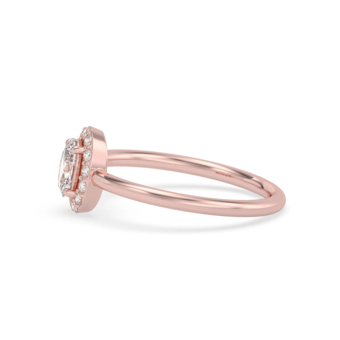 OctaPearl Oval Cut Lab Grown Diamond Halo Engagement Ring