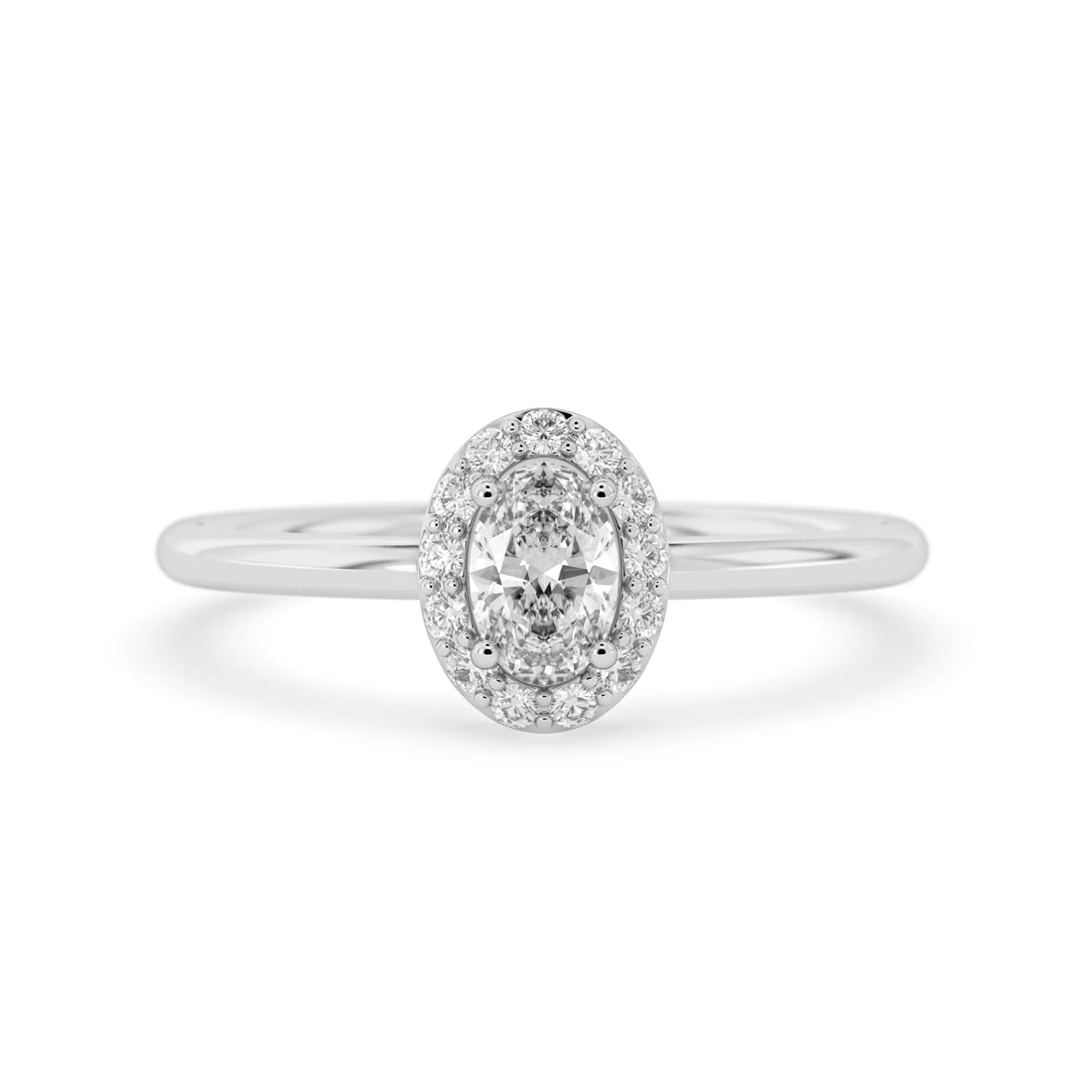 OctaPearl Oval Cut Lab Grown Diamond Halo Engagement Ring