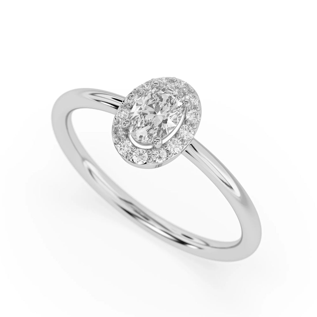 OctaPearl Oval Cut Lab Grown Diamond Halo Engagement Ring