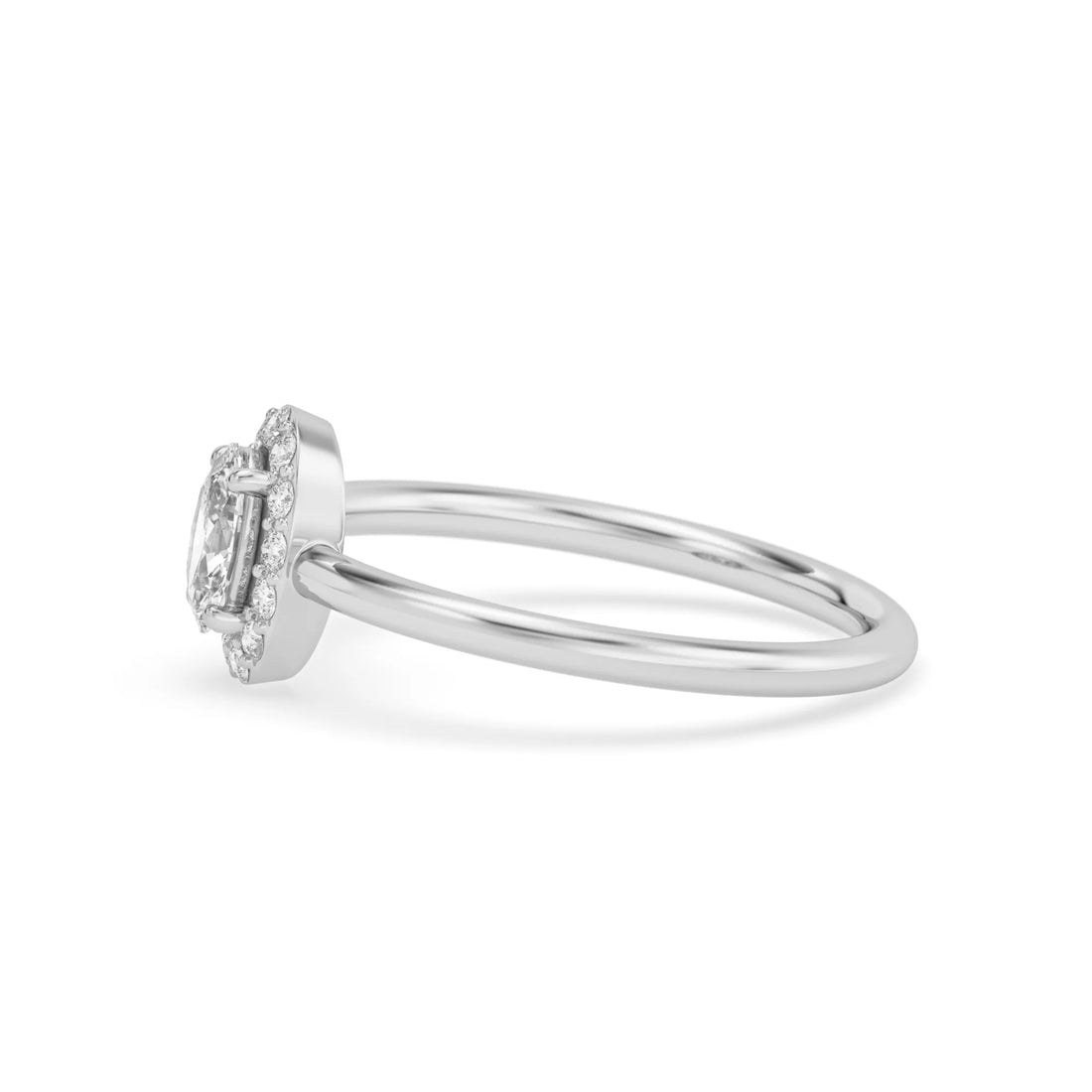 OctaPearl Oval Cut Lab Grown Diamond Halo Engagement Ring