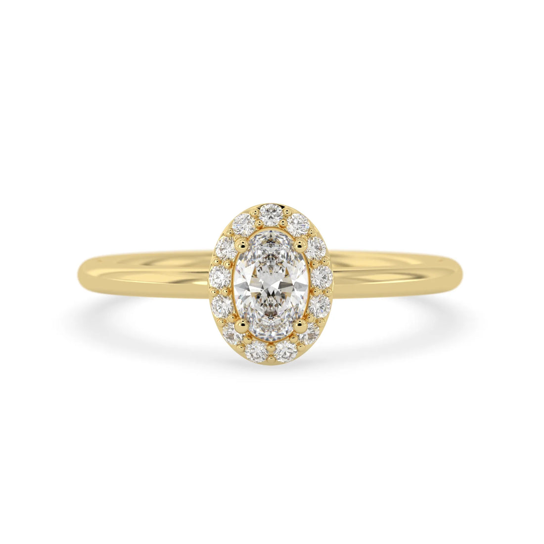 OctaPearl Oval Cut Lab Grown Diamond Halo Engagement Ring