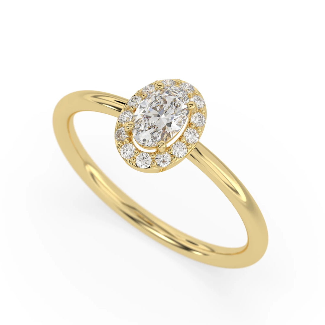OctaPearl Oval Cut Lab Grown Diamond Halo Engagement Ring