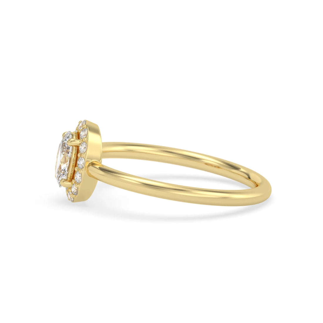 OctaPearl Oval Cut Lab Grown Diamond Halo Engagement Ring