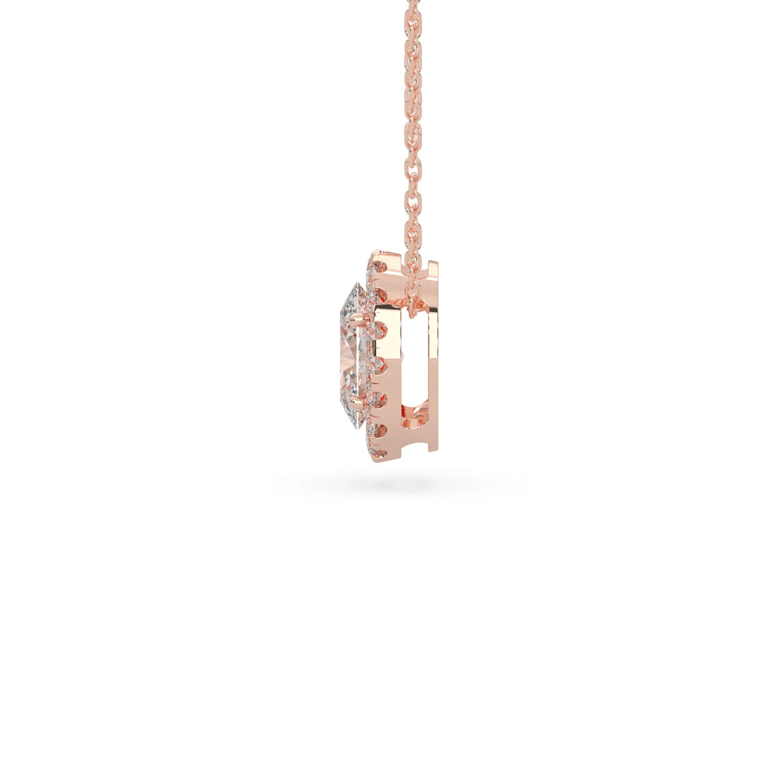 OctaPearl Oval Halo Lab Grown Diamond Pendant Necklace