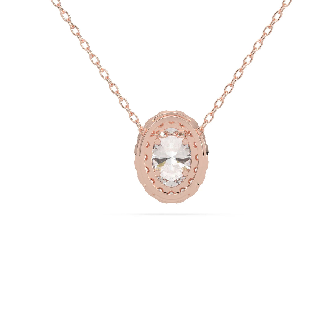 OctaPearl Oval Halo Lab Grown Diamond Pendant Necklace