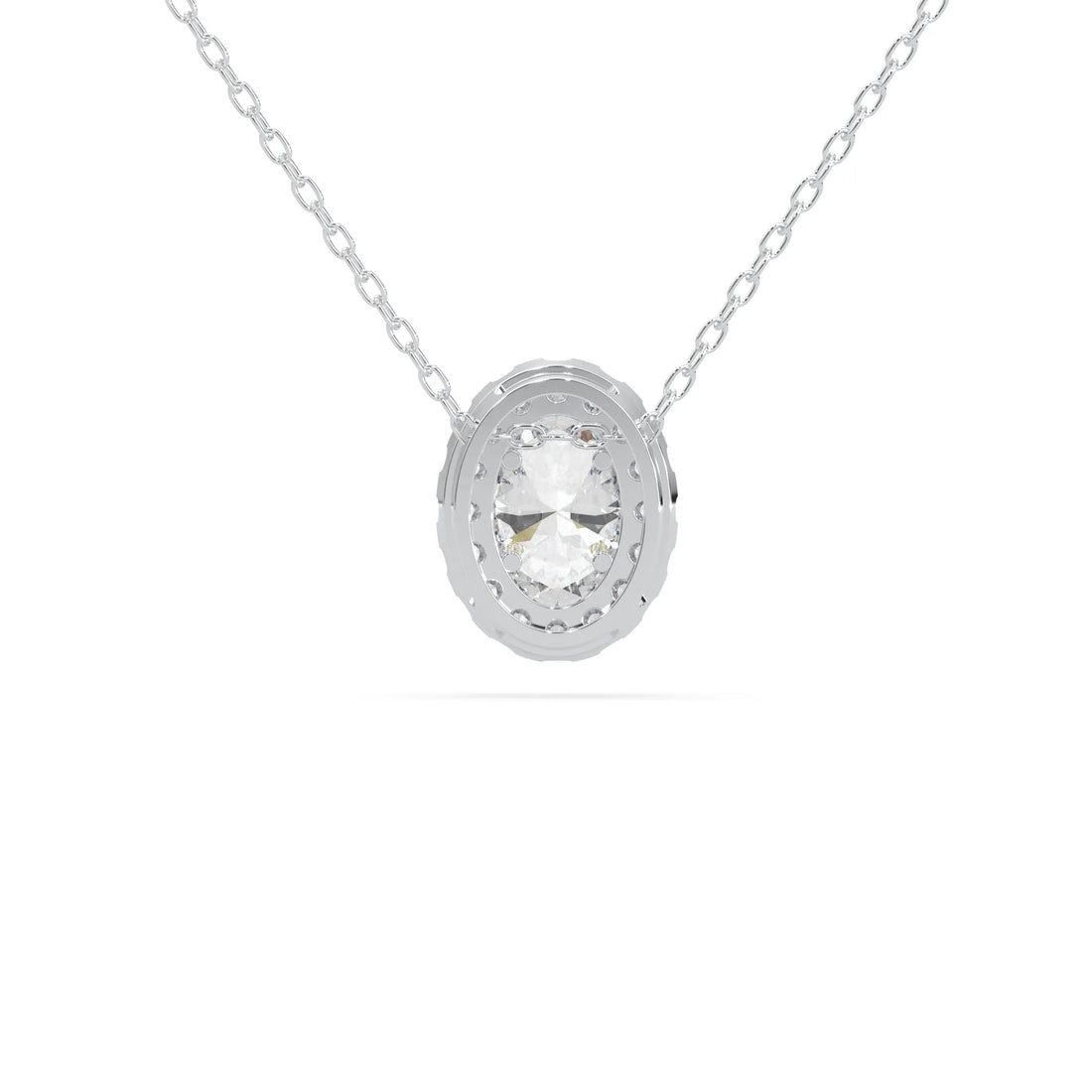 OctaPearl Oval Halo Lab Grown Diamond Pendant Necklace
