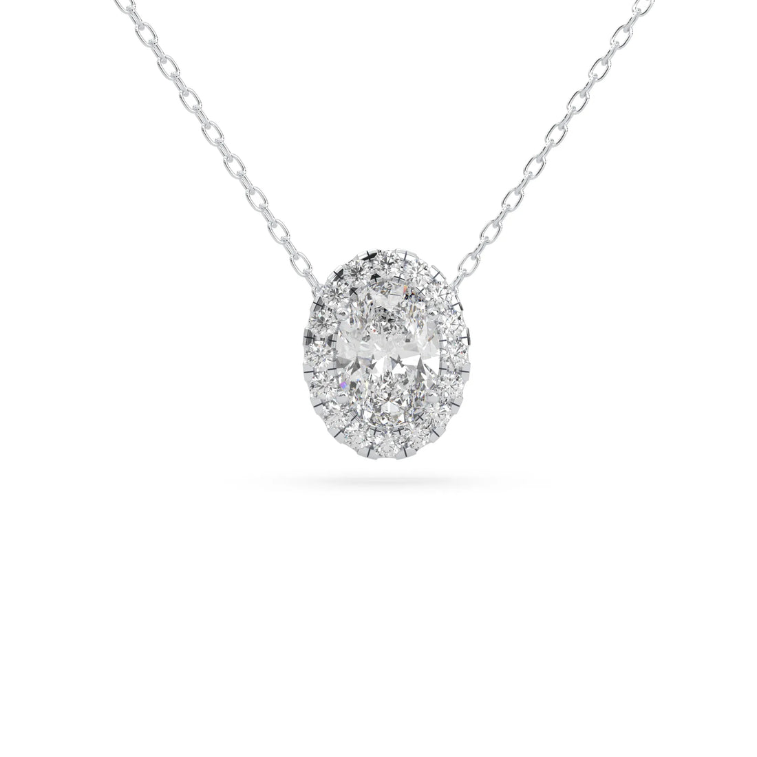 OctaPearl Oval Halo Lab Grown Diamond Pendant Necklace