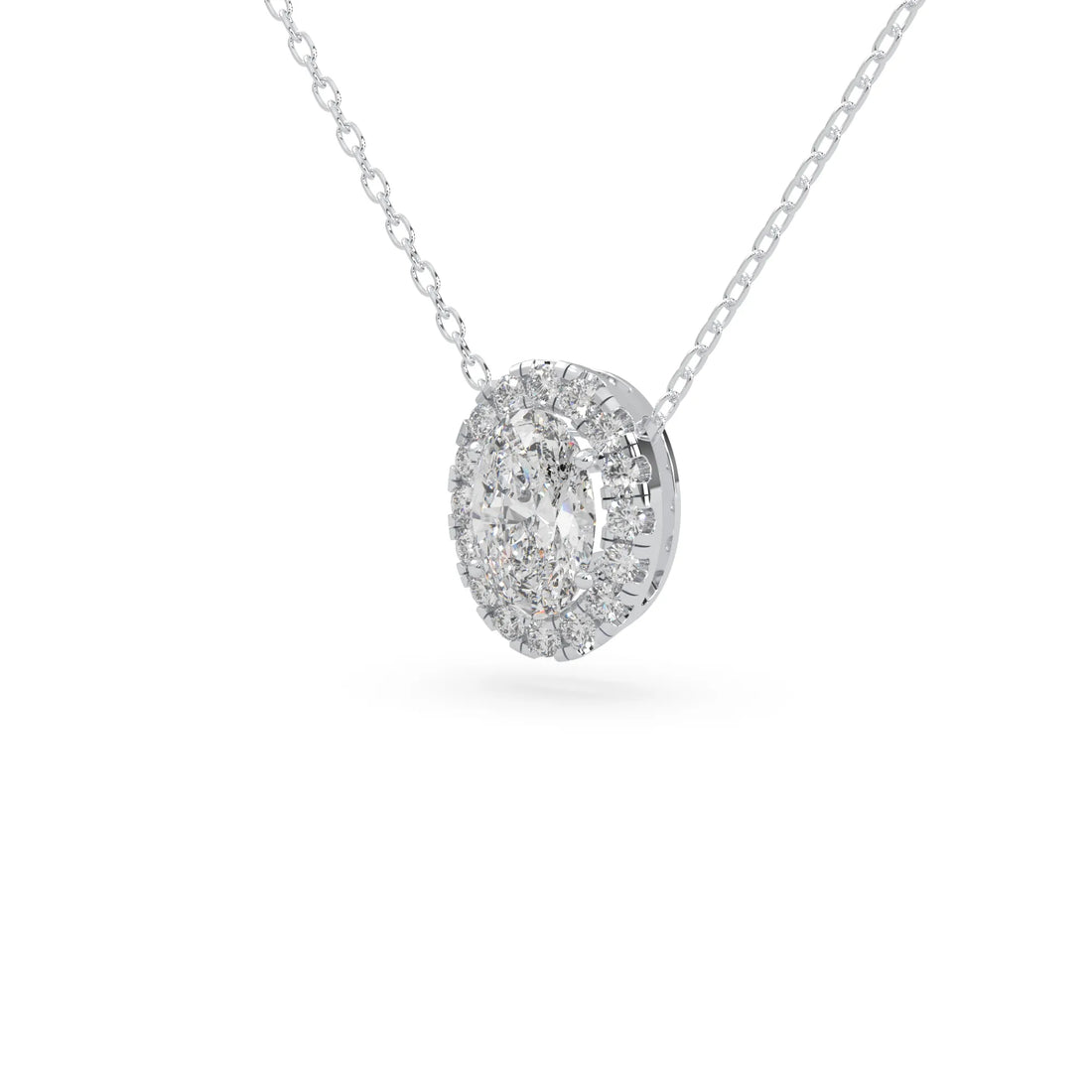 OctaPearl Oval Halo Lab Grown Diamond Pendant Necklace