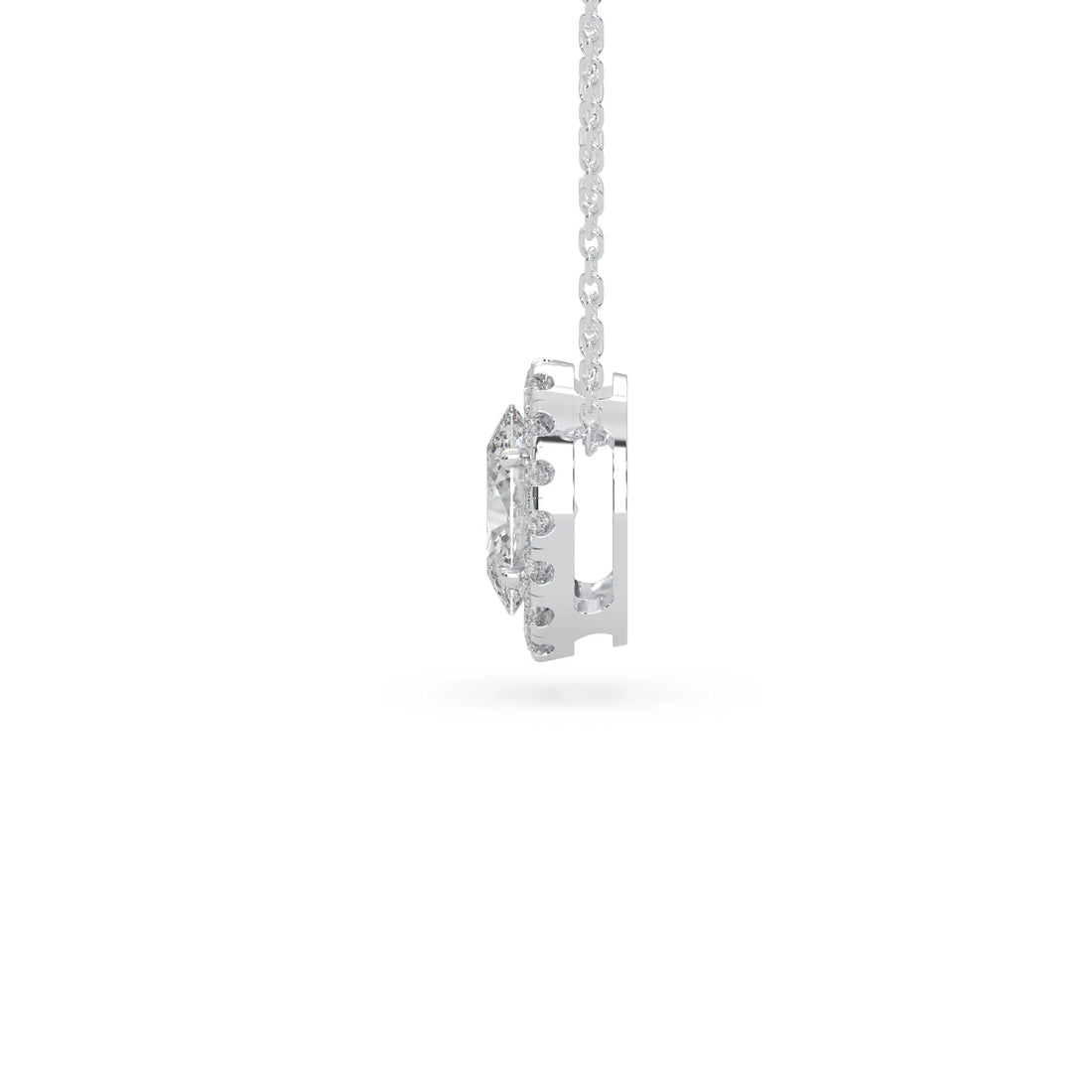 OctaPearl Oval Halo Lab Grown Diamond Pendant Necklace