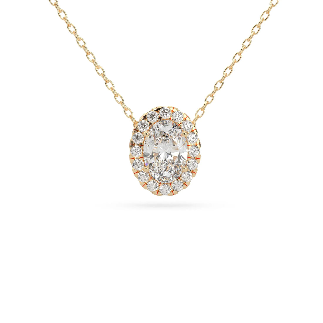 OctaPearl Oval Halo Lab Grown Diamond Pendant Necklace
