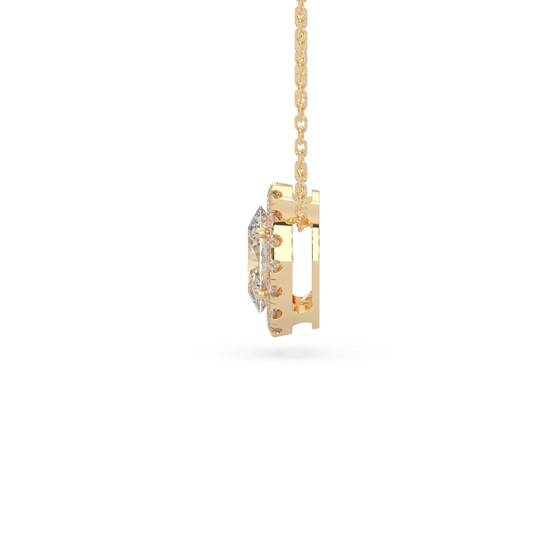 OctaPearl Oval Halo Lab Grown Diamond Pendant Necklace