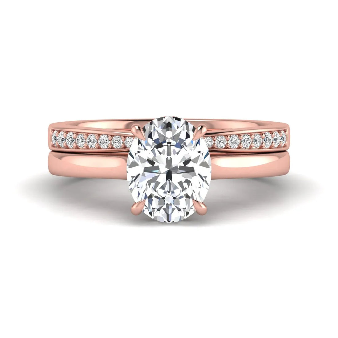 OctaPearl 2.5 ct Oval Cut Hidden Halo Bridal Ring Set Lab Grown Diamond Engagement Ring