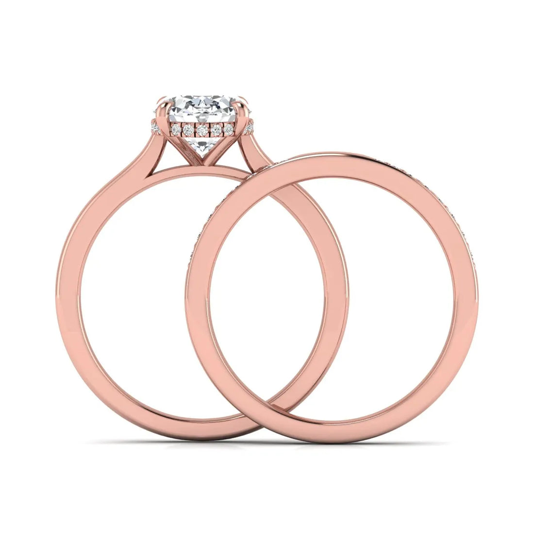OctaPearl 2.5 ct Oval Cut Hidden Halo Bridal Ring Set Lab Grown Diamond Engagement Ring