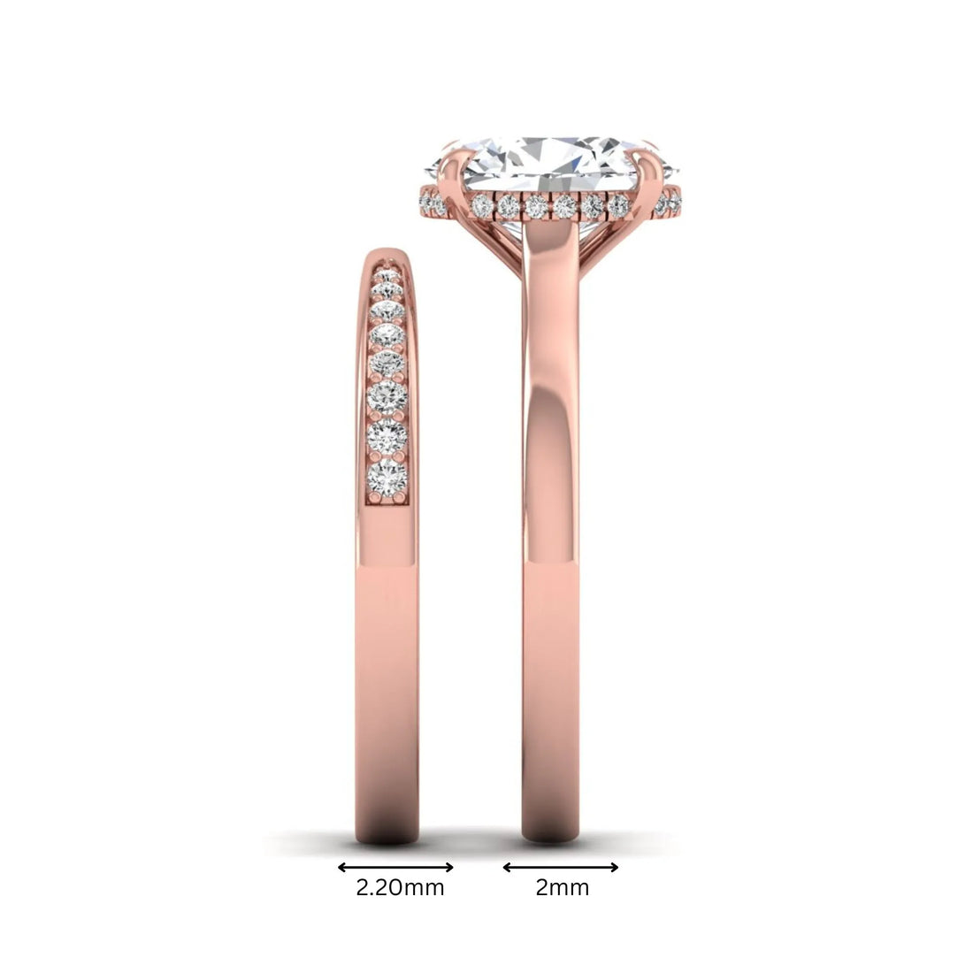 OctaPearl 2.5 ct Oval Cut Hidden Halo Bridal Ring Set Lab Grown Diamond Engagement Ring