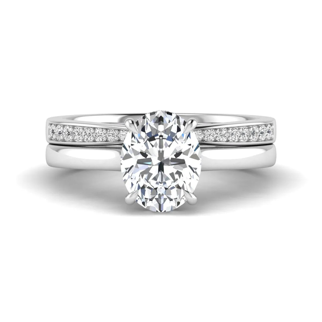 OctaPearl 2.5 ct Oval Cut Hidden Halo Bridal Ring Set Lab Grown Diamond Engagement Ring