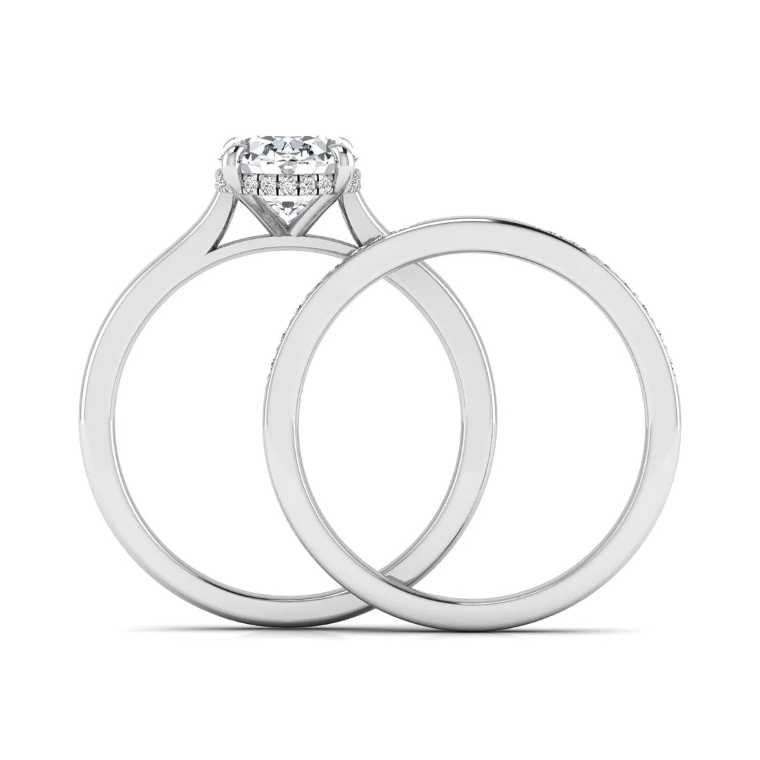 OctaPearl 2.5 ct Oval Cut Hidden Halo Bridal Ring Set Lab Grown Diamond Engagement Ring