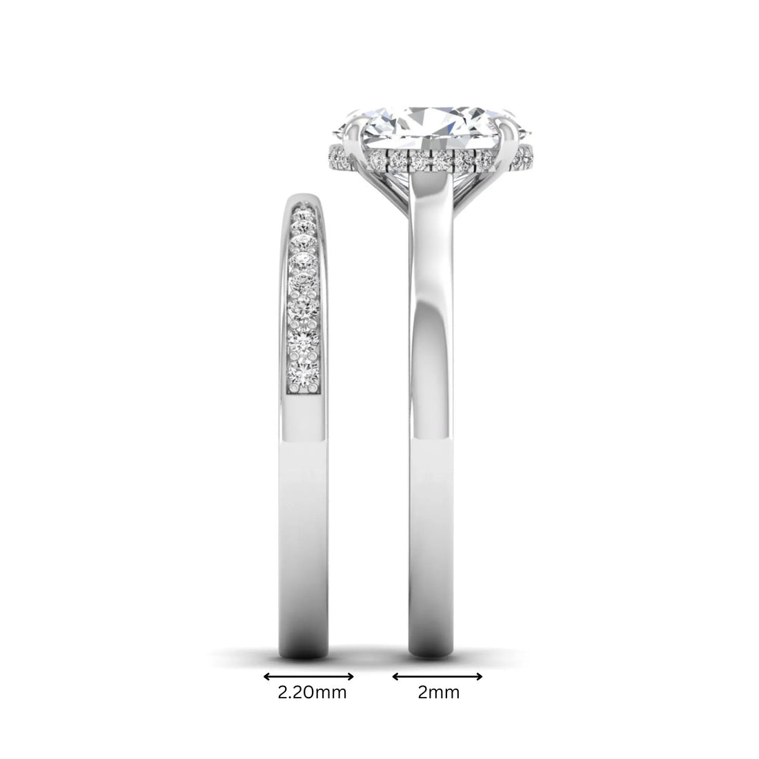 OctaPearl 2.5 ct Oval Cut Hidden Halo Bridal Ring Set Lab Grown Diamond Engagement Ring