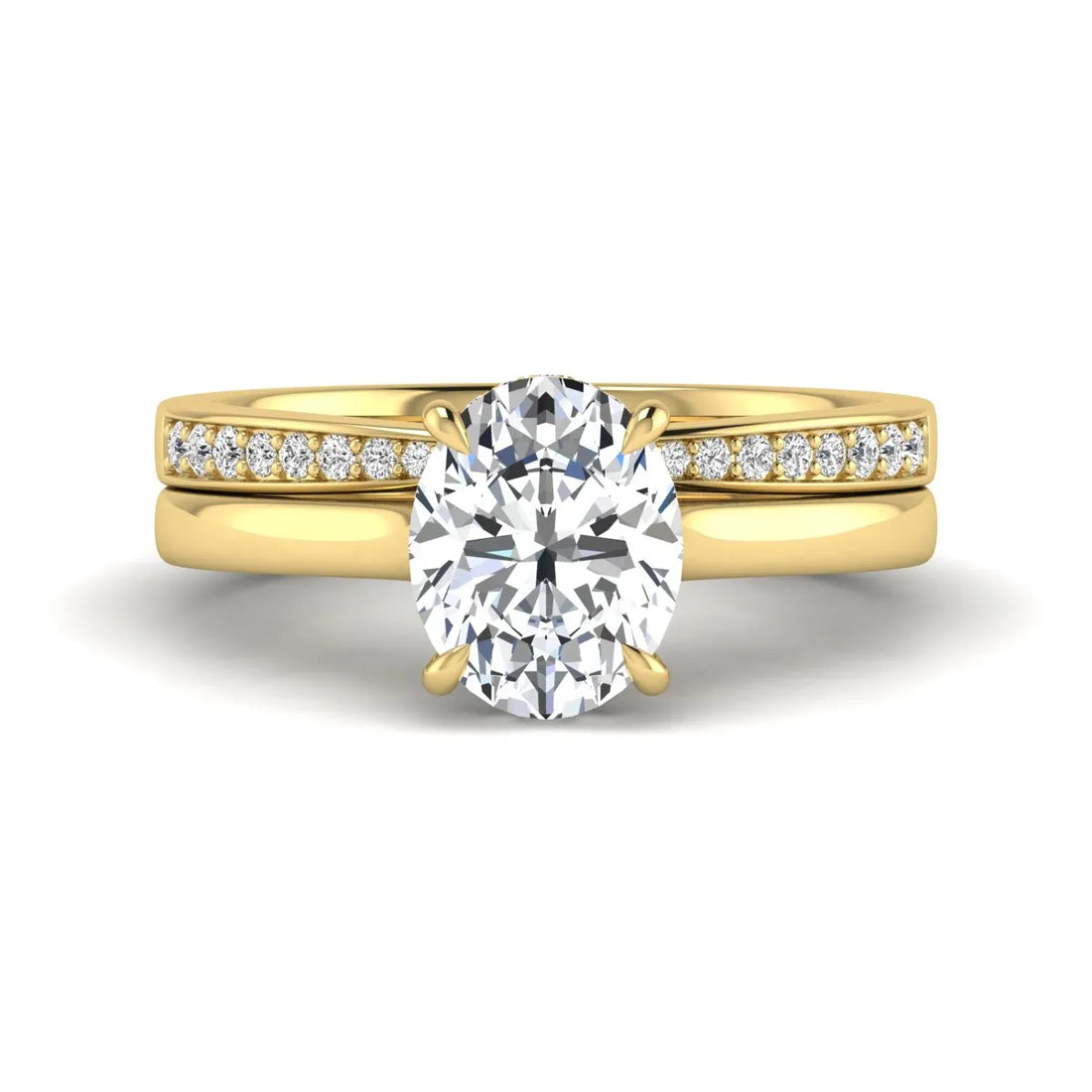 OctaPearl 2.5 ct Oval Cut Hidden Halo Bridal Ring Set Lab Grown Diamond Engagement Ring