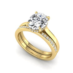 OctaPearl 2.5 ct Oval Cut Hidden Halo Bridal Ring Set Lab Grown Diamond Engagement Ring - alternate view