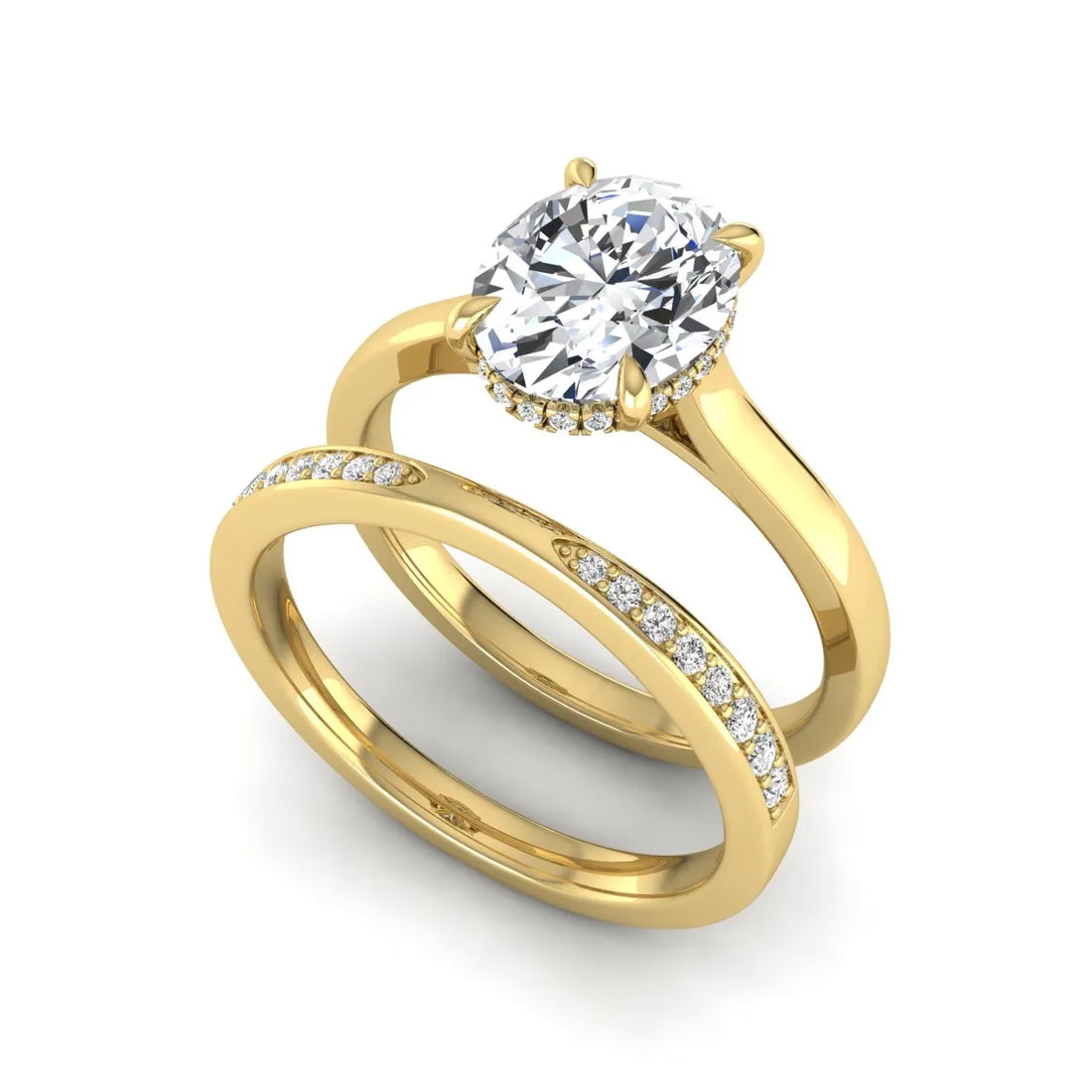 OctaPearl 2.5 ct Oval Cut Hidden Halo Bridal Ring Set Lab Grown Diamond Engagement Ring