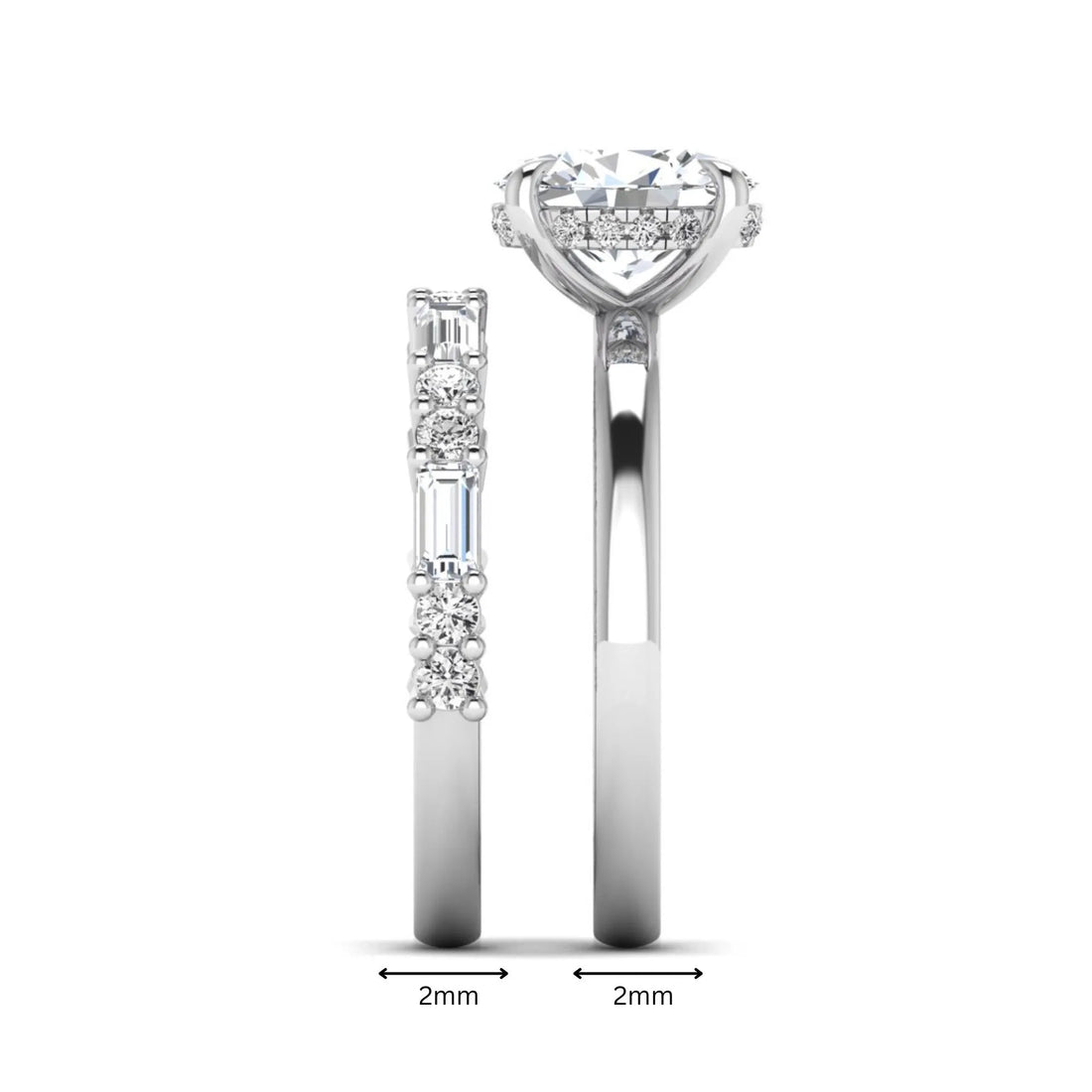 OctaPearl 2 ct Oval Hidden Halo Lab Grown Diamond Bridal Ring Set