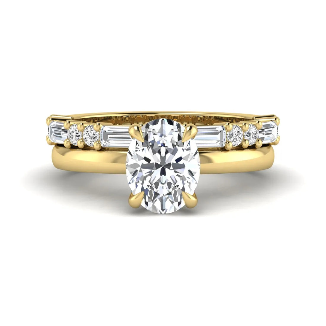 OctaPearl 2 ct Oval Hidden Halo Lab Grown Diamond Bridal Ring Set