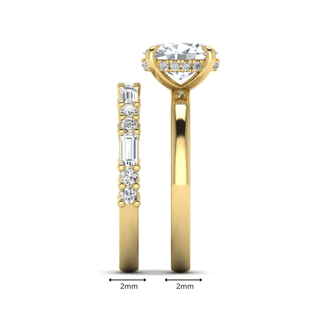 OctaPearl 2 ct Oval Hidden Halo Lab Grown Diamond Bridal Ring Set