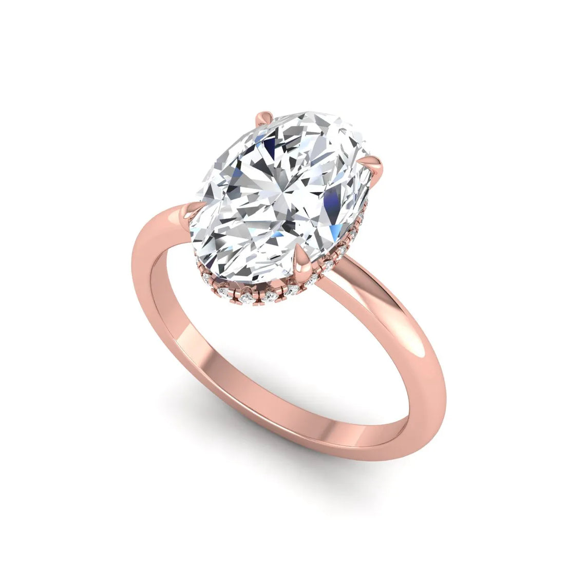 OctaPearl 3 ct Oval Cut Hidden Halo Lab Grown Diamond Engagement Ring