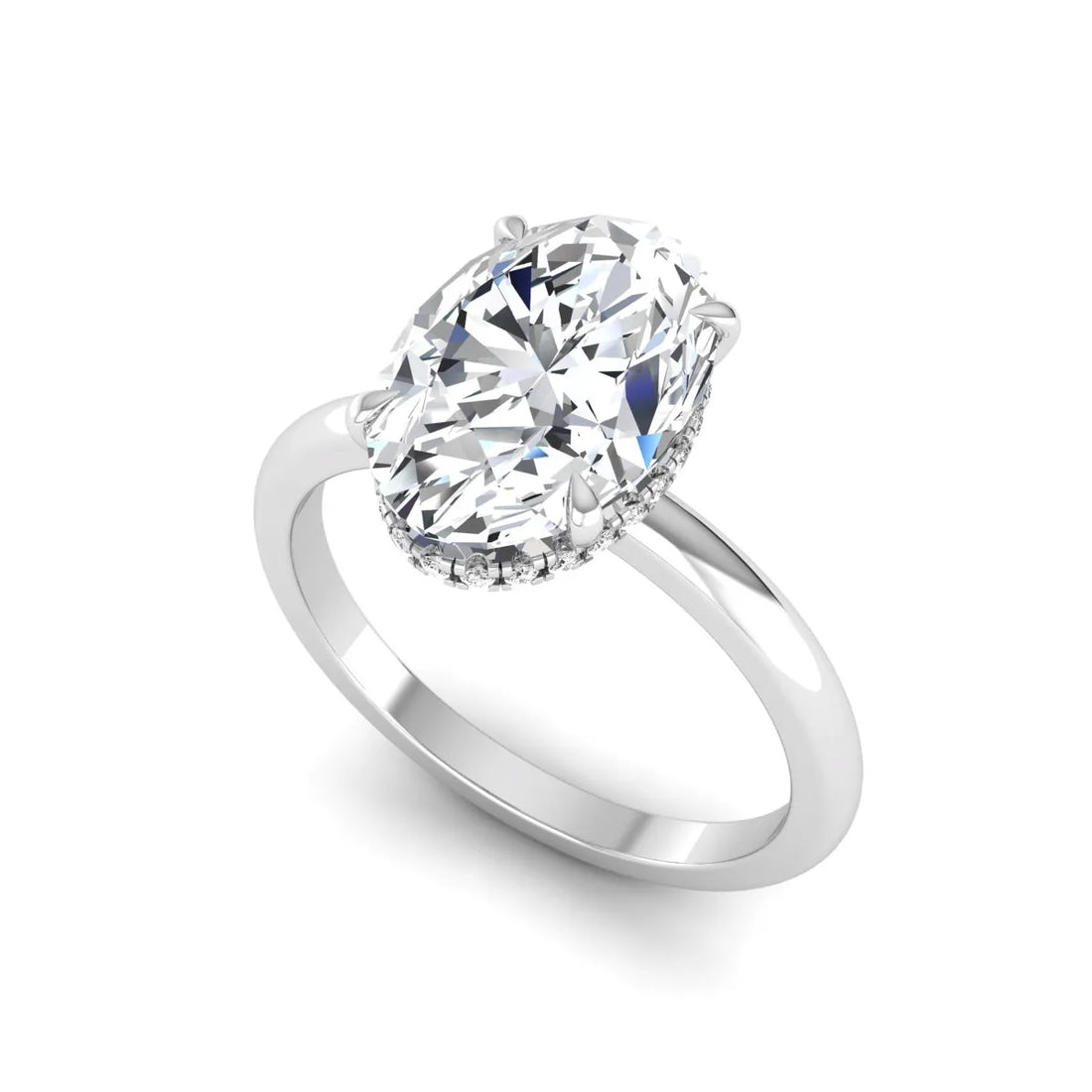 OctaPearl 3 ct Oval Cut Hidden Halo Lab Grown Diamond Engagement Ring