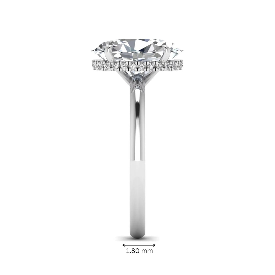 OctaPearl 3 ct Oval Cut Hidden Halo Lab Grown Diamond Engagement Ring