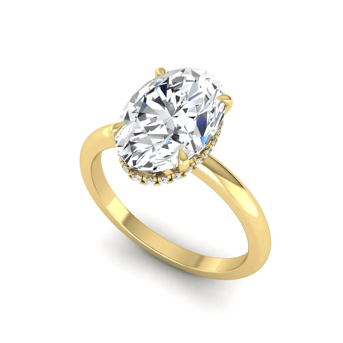 OctaPearl 3 ct Oval Cut Hidden Halo Lab Grown Diamond Engagement Ring